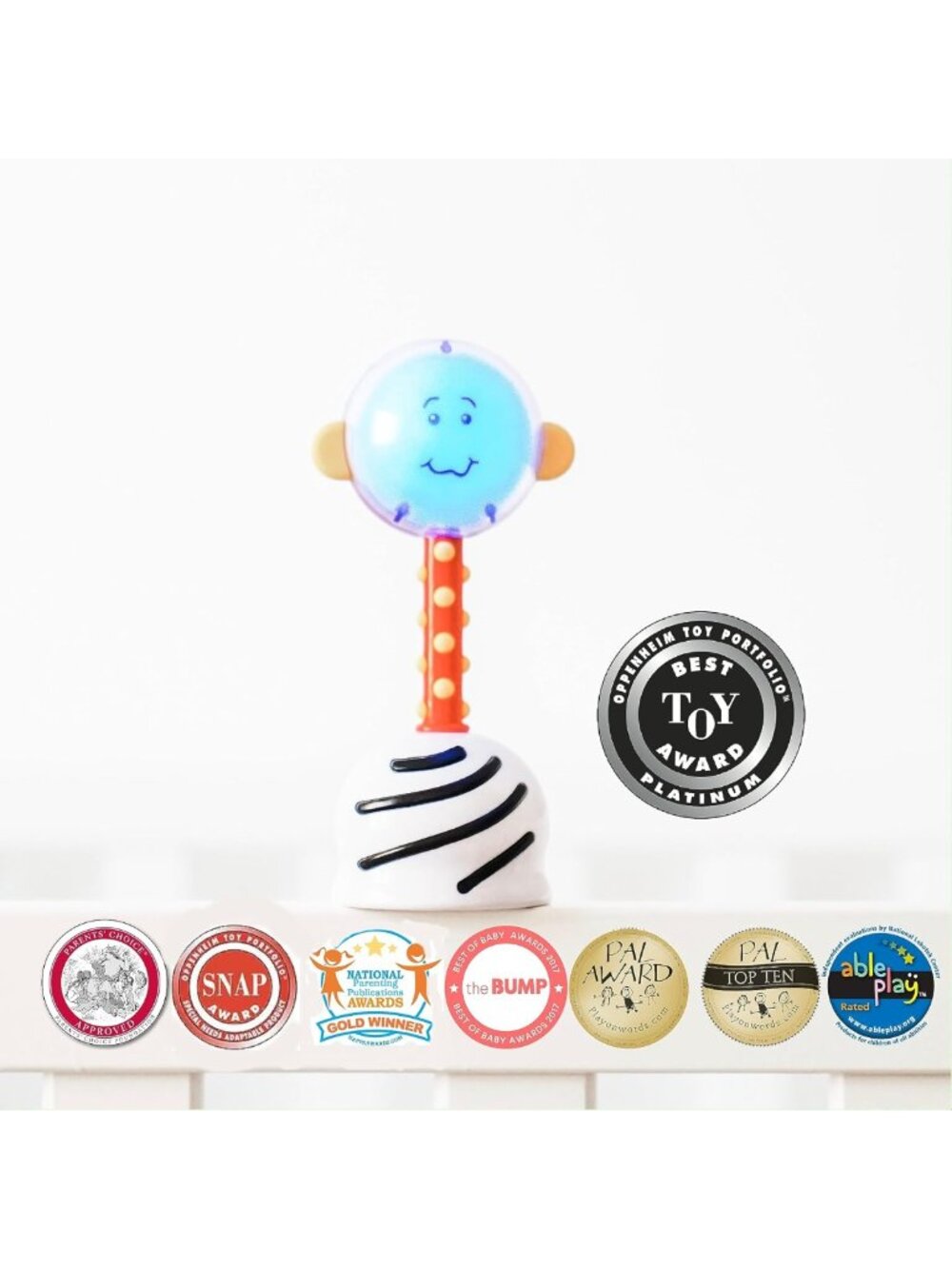 Light-Up Developmental Rattle Toy - Color Changing, Textured Grasping, Mirror - Picture 6 of 9